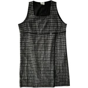 Ulla Popken Tweed Plaid Sheath Midi Dress Women's 24/26 Square Neck Black White